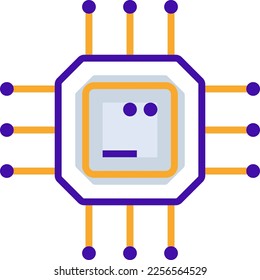 Technology business icon with purple and orange duotone style. Corporate, currency, database, development, discover, document, e commerce. Vector illustration