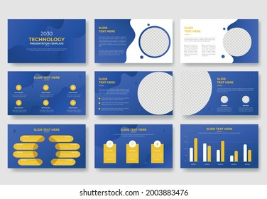 Technology Or Business PowerPoint Presentation Template Set. Use For Modern Keynote Presentation, Brochure Design, Website Slider, Landing Page, Annual Report, Company Profile.