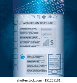 Technology business template blue background