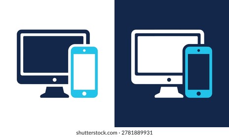 Technology business theme, element pack, modern flat style, computer monitors, smartphones, digital devices, and gadgetry