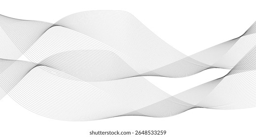 Technology and business wave lines on transparent background. Vector curve wave line seamless pattern. Gray curved line for banner design and frequency sound wave line. Future technology concept.