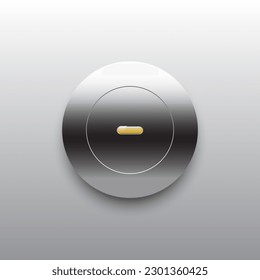 Technology button with metal  chrome steel vector background for logo, design concepts, interfaces, apps.