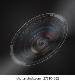 technology camera and lens with scale background vector