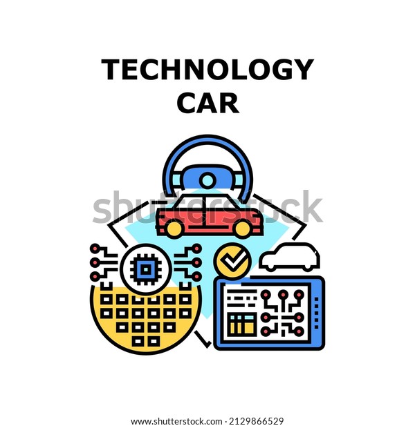 Technology car vehicle.\
Auto future. Automobile digital electric smart hud vector concept\
color illustration