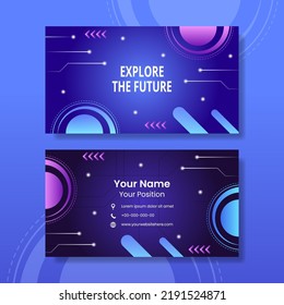 Technology Card Horizontal Template Hand Drawn Cartoon Flat Illustration