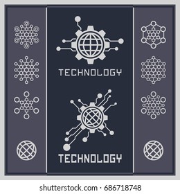 Technology card template. Technology and science logo. Futuristic emblem.