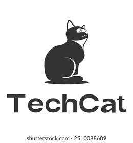 technology cat minimalist logo design