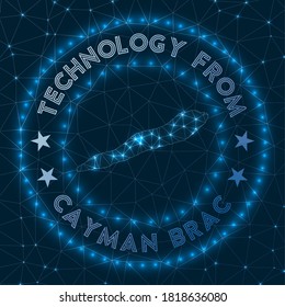 Technology From Cayman Brac. Futuristic geometric badge of the island. Technological concept. Round Cayman Brac logo. Vector illustration.