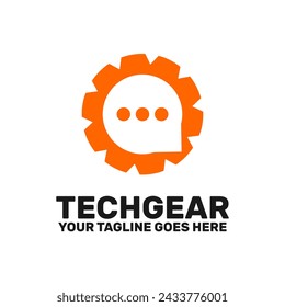 technology chat logo template, a gear chat icon