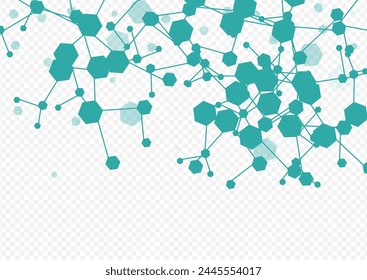Technology Chemical Structure Vector Transparent Background. Hexagon Geometric Frame. Scientific Chemistry Science Wallpaper. Modern Cover.