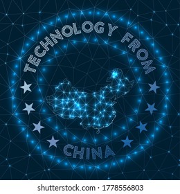 Technology From China. Futuristic geometric badge of the country. Technological concept. Round China logo. Vector illustration.
