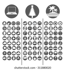 Technology, Christmas and Summer Icon set vector illustration.