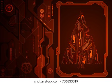 Technology christmas tree from digital electronic circuit.