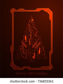 Technology christmas tree from digital electronic circuit.