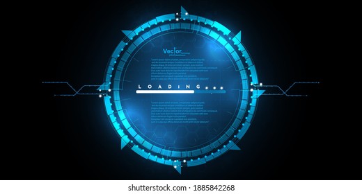 Diseño de red de iluminación de fondo azul digital abstracto de círculo de tecnología