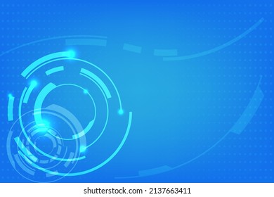 Technology circle background with abstract line of network. Blue redial light with half tone in back. 