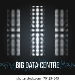 Technology circle banner with with lines of graphs, dark background. Vector Illustration