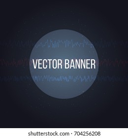 Technology circle banner with with lines of graphs, dark background. Vector Illustration