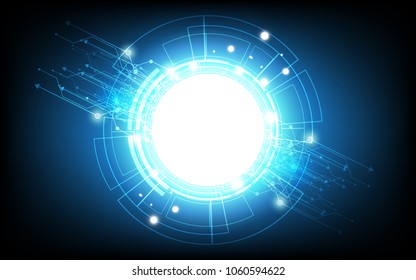 Technology circle blue abstract background network digital concept 