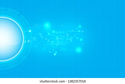 Technology circle blue background abstract art arrow concept digital circuit art  