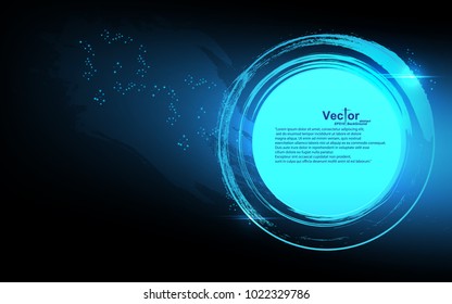 technology circle blue background art concept ink brush splash