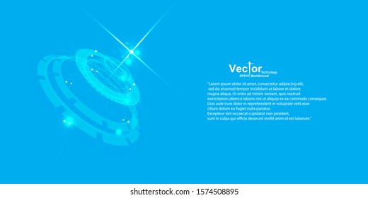 Technology circle blue perspective abstract background concept art layout