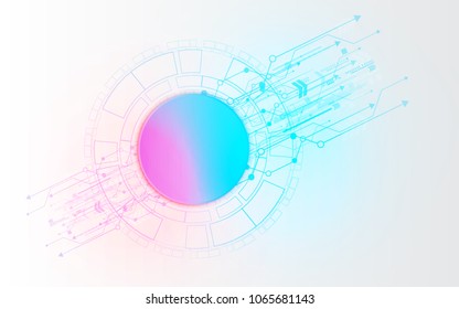 technology circle colorful red blue white background arrow concept art 