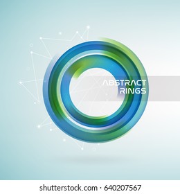 Technology circle with data lines. Blue and green colors abstract background. Vector illustration.