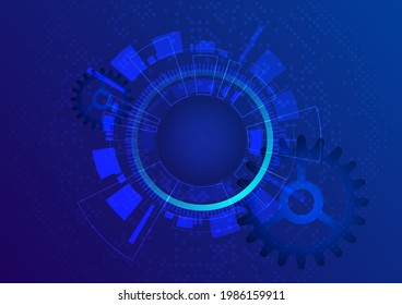 Círculo tecnológico, diferentes elementos de anillo de forma, ordenados dimensionalmente, y cogs punteados, ilustración vectorial para el diseño de portada de informe, fondo de pantalla.