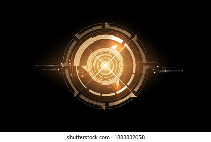 Technology circle gold background abstract art digital style wallpaper futuristic modern concept art