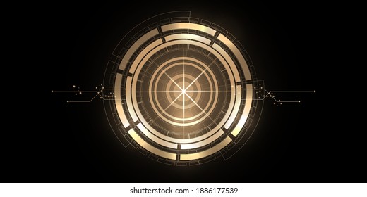 Technology circle gold background abstract art digital style wallpaper futuristic modern concept art