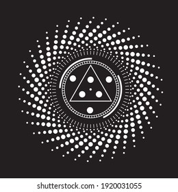 Technology Circle, halftone dots and Lines . Vector logo