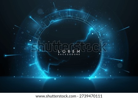 Technology circle lines effect with lightnings
