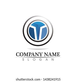Technology circle logo and symbols Vector
