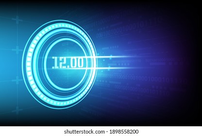 Technology Circle perspective time digital blue background abstract art design for network circuit communication energy power concept art