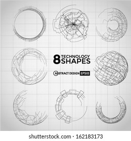 Die Formen des Technologiekreises Vektor eps10