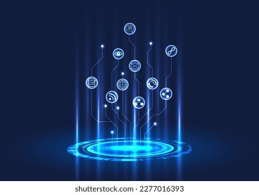 Technology circle that is leading the smart technology in the world of the Internet that helps businesses to operate conveniently and quickly. and grow and expand all over the world