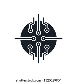 Technology circuit board icon flat style vector logo template