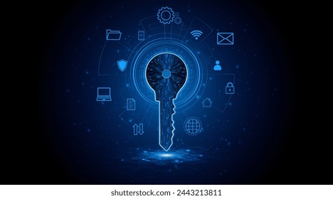 technology circuit board key icon. Cyber ​​data security and privacy concept. modern technology innovation concept background