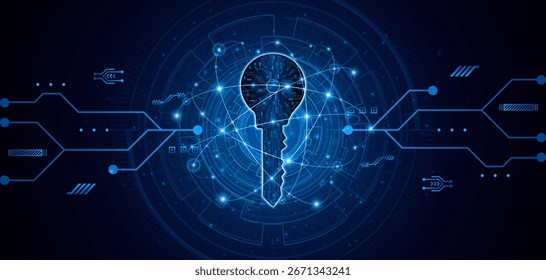 technology circuit board key icon. Cyber ​​data security and privacy concept. modern technology innovation concept background	