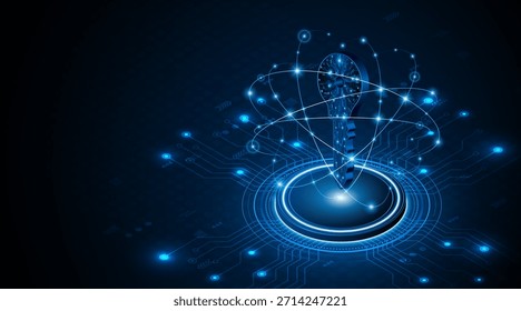 Icono de llave de placa de circuito de tecnología. Concepto de seguridad y privacidad de ​ ​datos cibernéticos. fondo de concepto de innovación de tecnología moderna