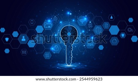 technology circuit board key icon. Cyber ​​data security and privacy concept. modern technology innovation concept background	