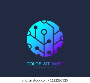 Technology Circuit Board Logo Template. Scientific Logotype Concept Icon, Technology Vector Sign