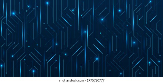 Technology circuit board style line pattern design blue light glow. vector illustration.