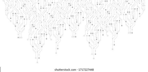 Technology circuit board texture background. Abstract circuit board banner wallpaper. Digital data industry. Engineering electronic motherboard. Wave flow , vector illustration