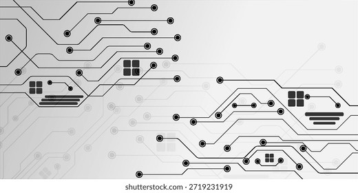 Technology circuit diagram concept, High-tech circuit board connection system. Technology abstract vector.