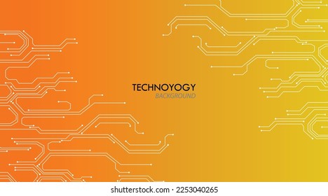 Technology circuit diagram on yellow background.High tech circuit board connection system.Vector Illustration.