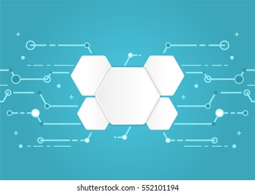 Technology circuit line with hexagons, Abstract technological background concept. Vector illustration.