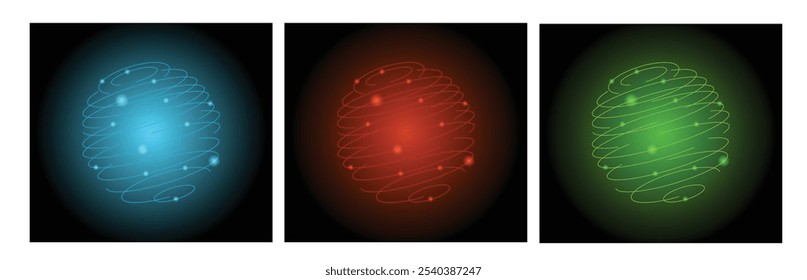 Technology Circular Sphere Background Illustration Different Colors. Sci-fi tech background abstract object vector art