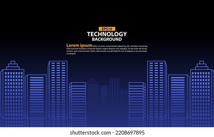 Technology City Futuristic Background Vector